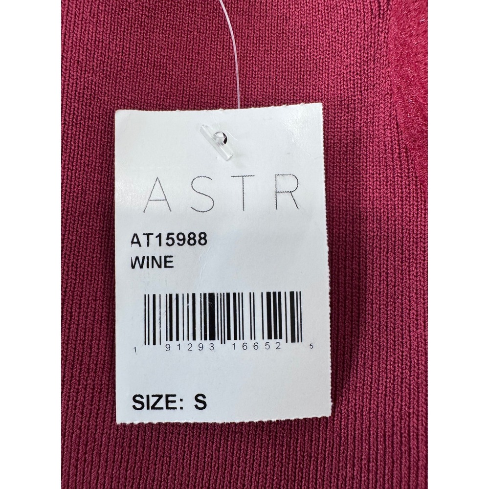 ASTR The Label Wine Red Puff Sleeve‎ Bodysuit Ribbed Knit  Small NEW - Picture 3 of 6